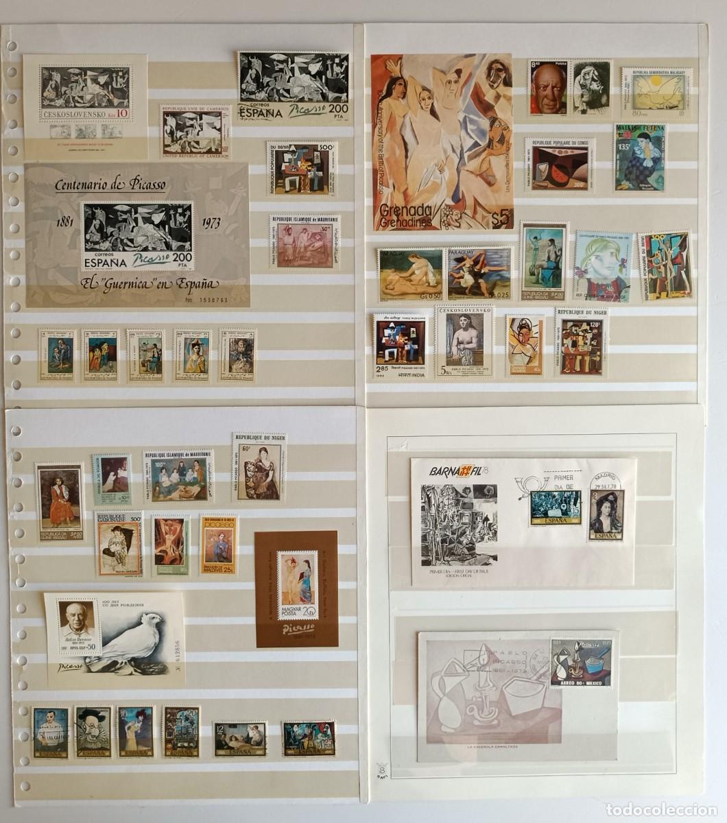 Sellos: SELLOS PICASSO - 41 SELLOS - HOJITAS + 2 SOBRES MATASELLADOS TEMATICA PICASSO - DIFERENTES PAISES