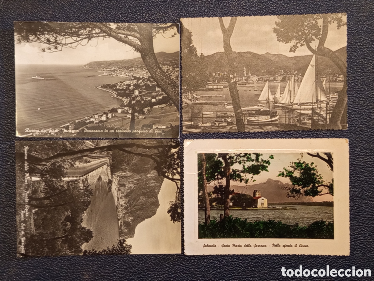 Sellos: Lote 4 Postales Antiguas Italia Circuladas (1952-1960) - Liguria y Sabaudia