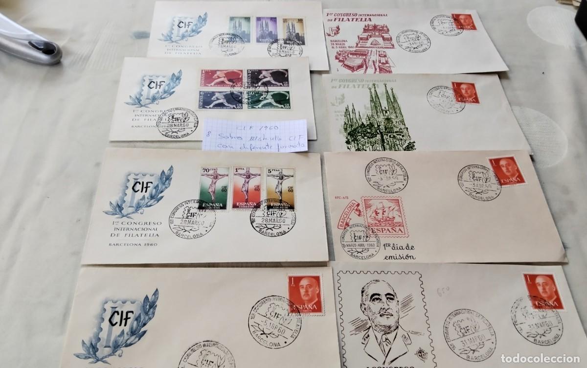 Sellos: C.I.F. A&Ntilde;O 1960 8 SOBRES MATASELLO DE CIF CON DIFERENTE FORMATO , ALTO VALOR CATALOGO