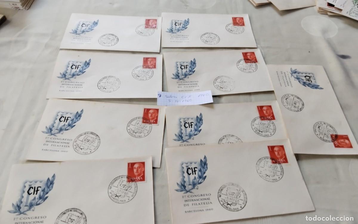 Sellos: 1960 LOTE DE 9 SOBRES DEL CONGRESO INTERNACIONAL DE FILATELIA , ALTO VALOR CATALOGO 145 EUROS
