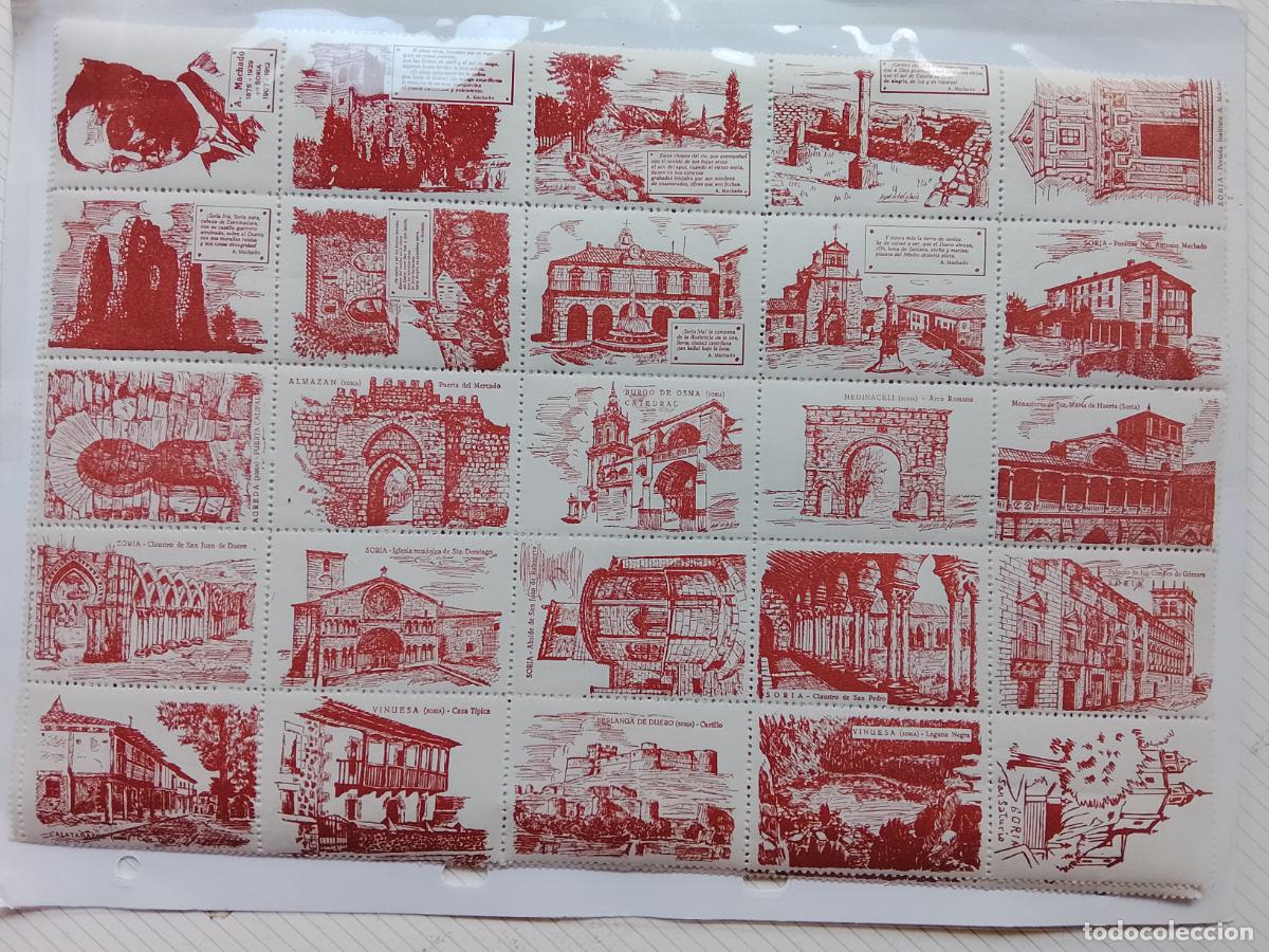 Sellos: Colecci&oacute;n sellos-vi&ntilde;etas dedicados a Antonio Machado y Monumentos de Soria. Nuevos