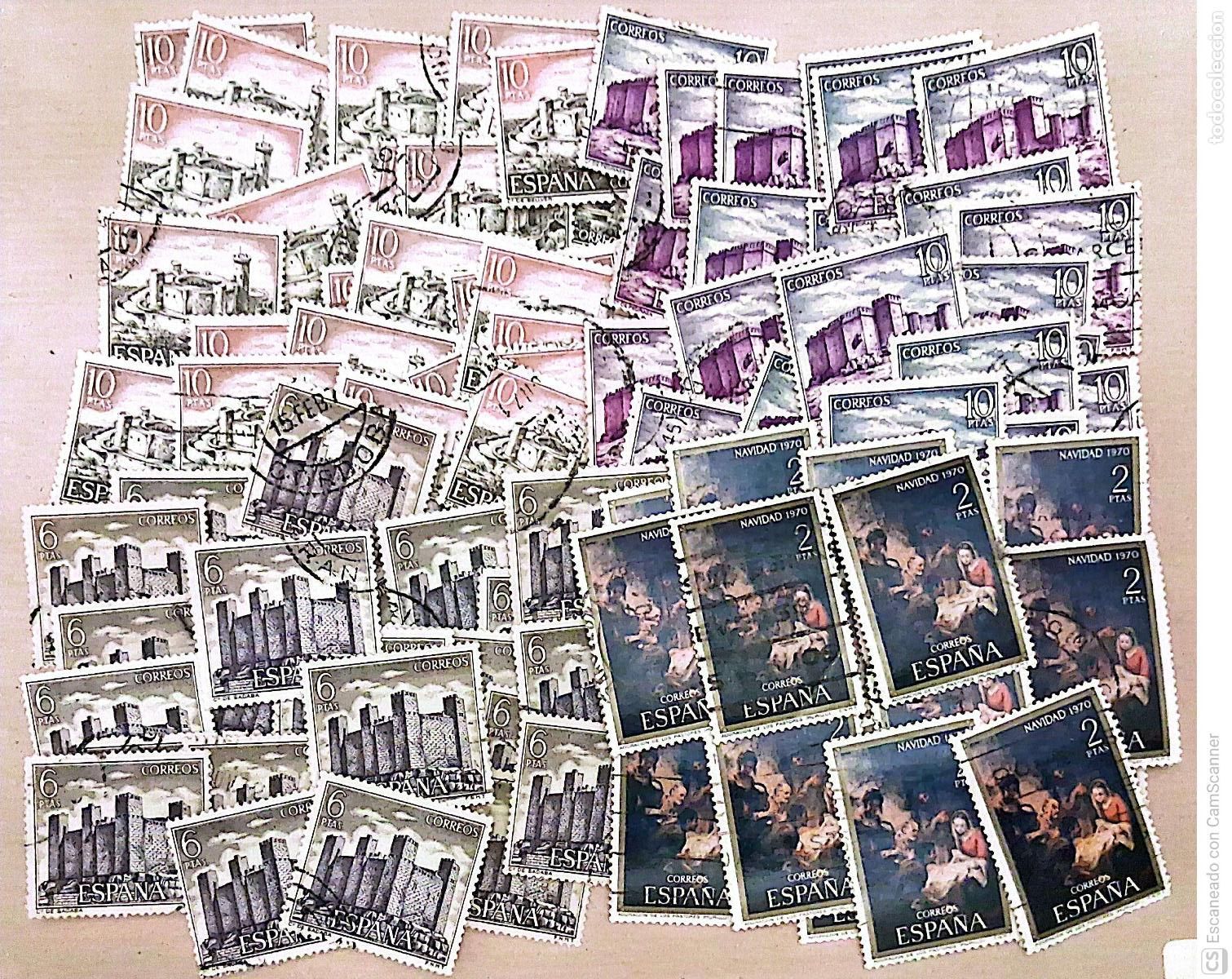 Sellos: Espa&ntilde;a. 100 Sellos usados. Desglose: 25 Sellos 1980 Castillo de S&aacute;daba (Zaragoza) - 25 Sellos 1981 C