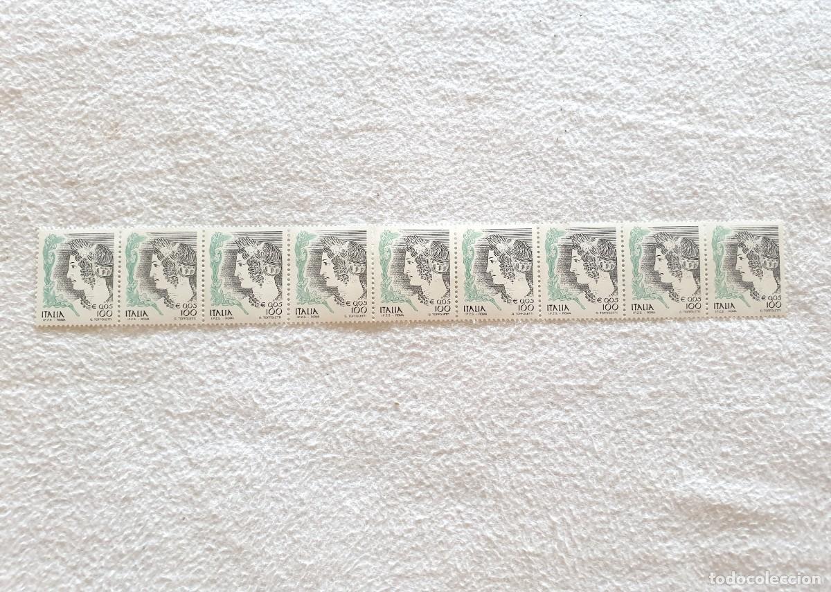 Sellos: Lote de 10 sellos de 100 liras - Mujeres en el arte