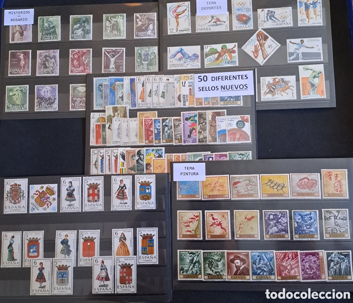Sellos: Conjunto de 5 fichas sellos de Espa&ntilde;a nuevos