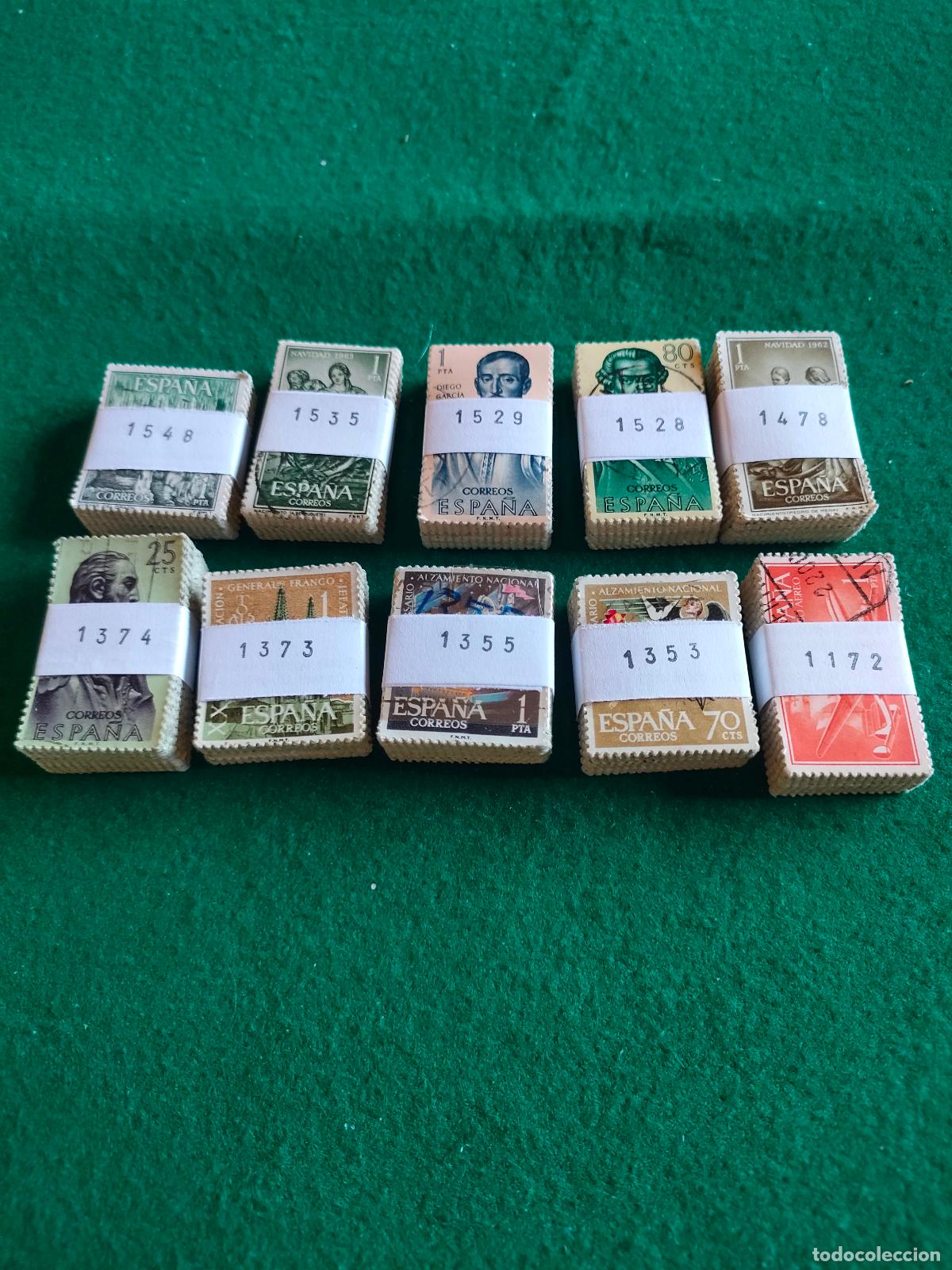 Sellos: LOTE DE 10 PASTILLAS DE 100 SELLOS USADOS