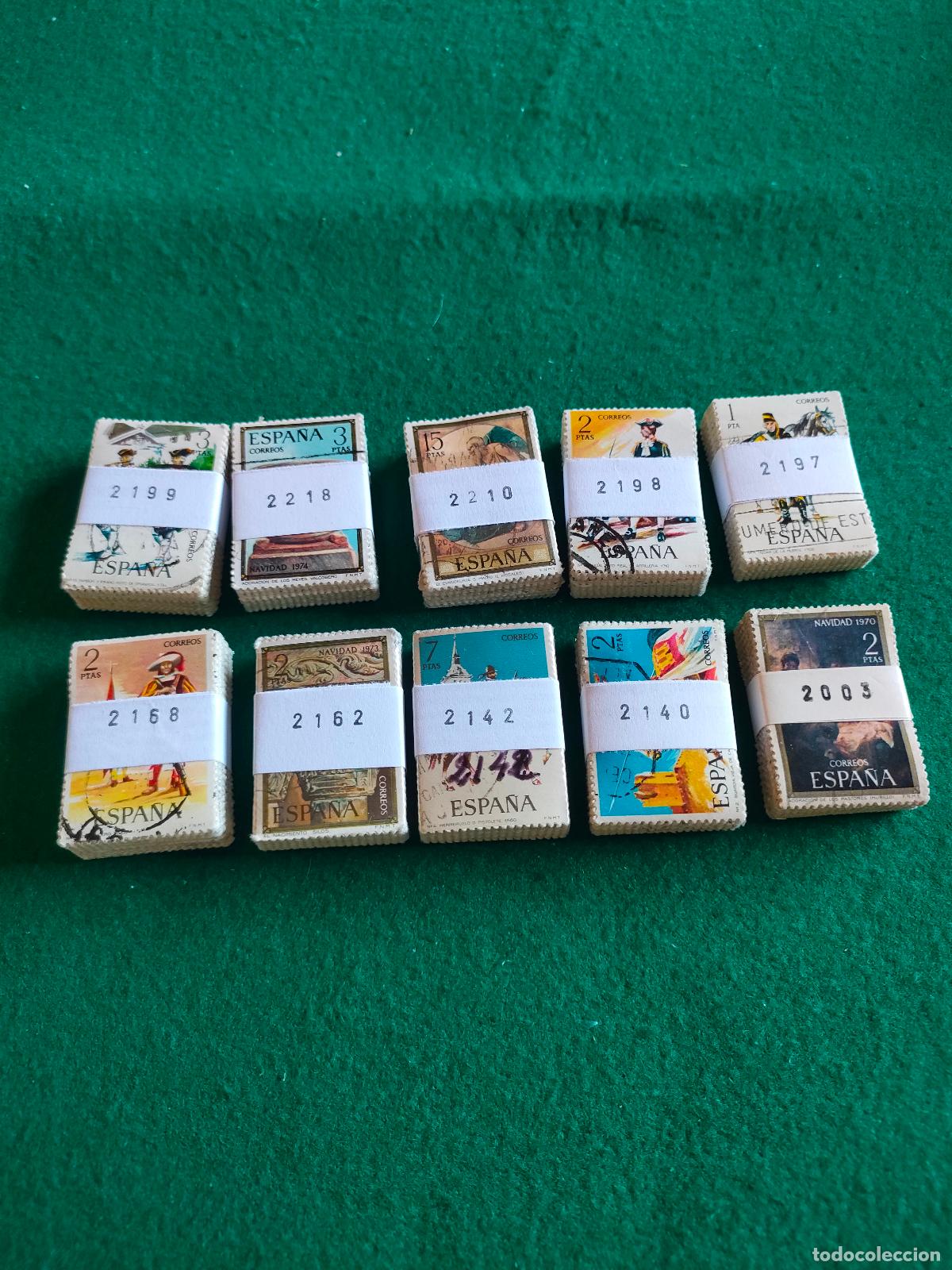 Sellos: LOTE DE 10 PASTILLAS DE 100 SELLOS USADOS