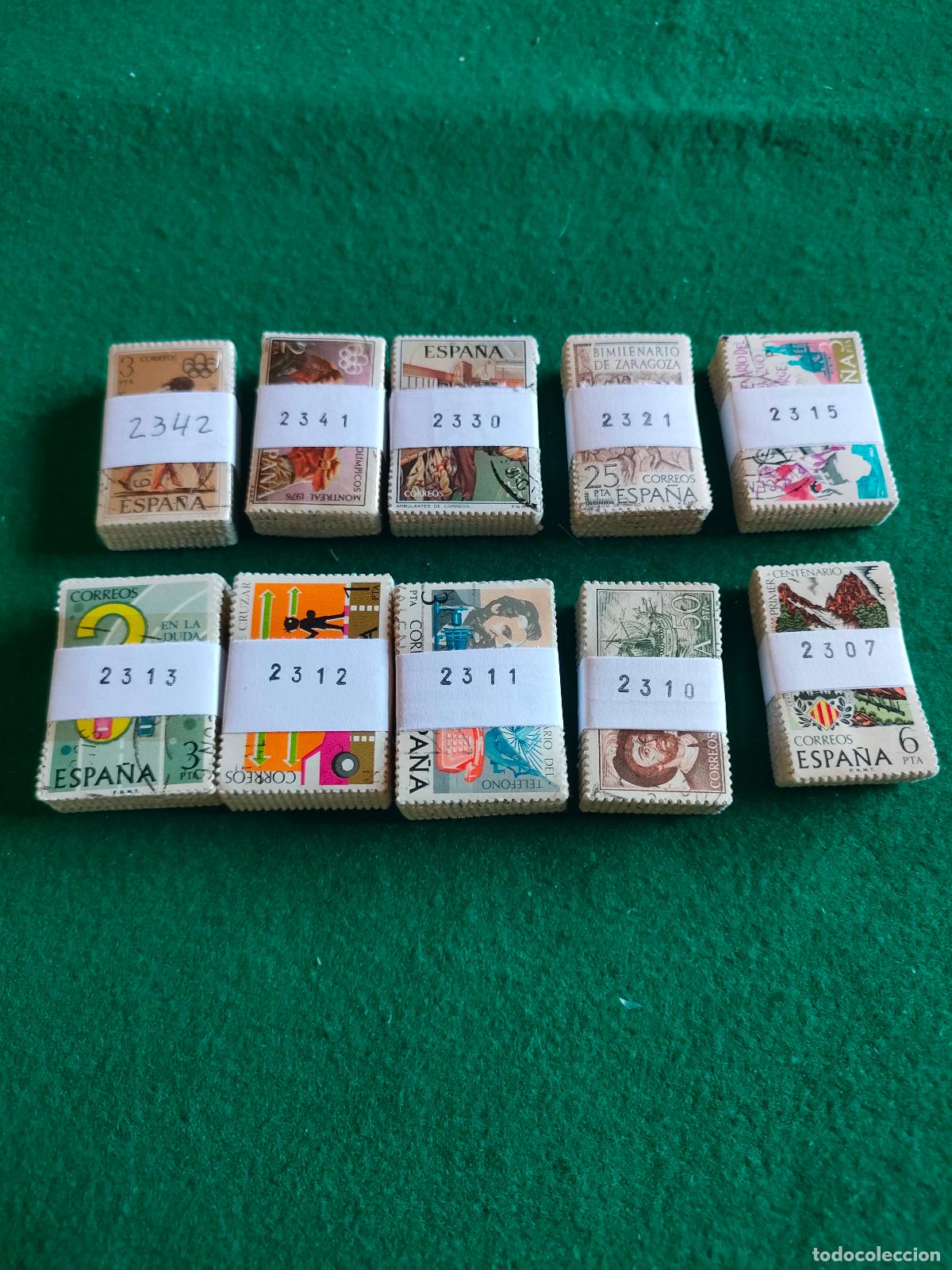 Sellos: LOTE DE 10 PASTILLAS DE 100 SELLOS USADOS