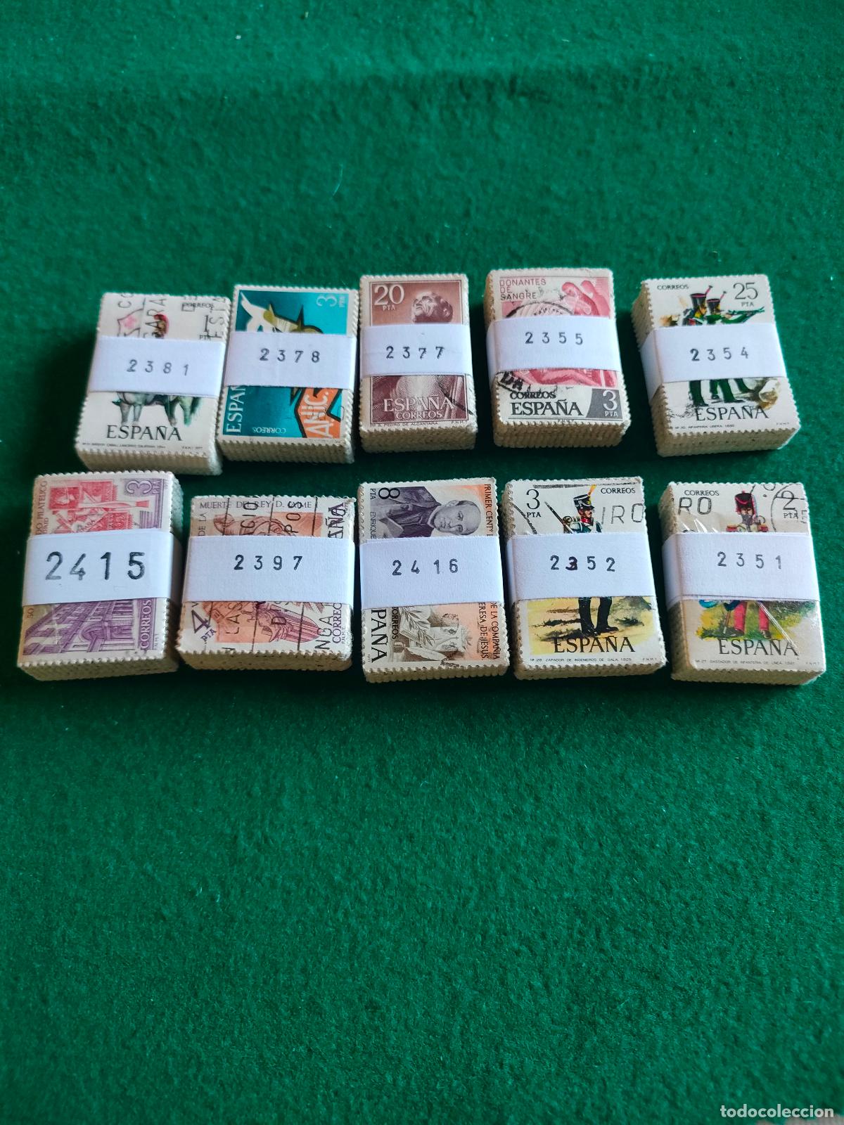 Sellos: LOTE DE 10 PASTILLAS DE 100 SELLOS USADOS