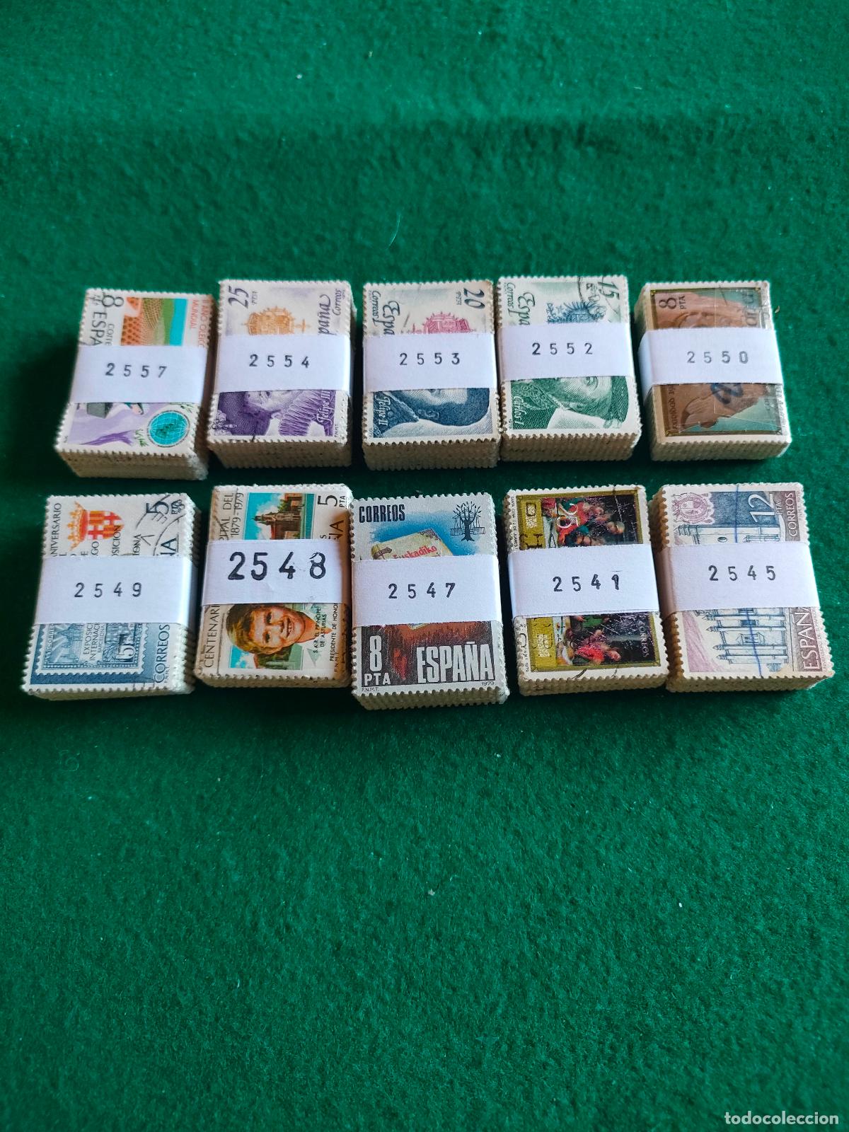 Sellos: LOTE DE 10 PASTILLAS DE 100 SELLOS USADOS