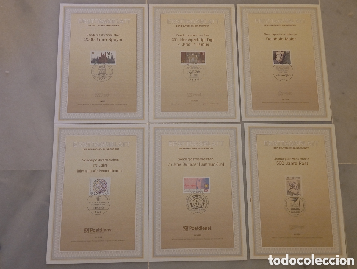 Sellos: Lote Hojas Primer D&iacute;a ETB Alemania 1989-1990 Deutsche Bundespost