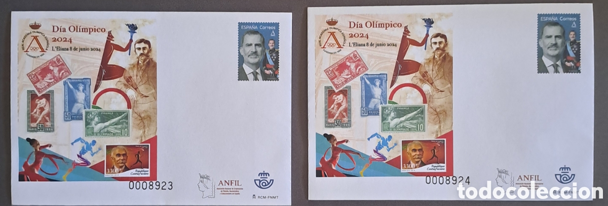Timbres: Conjunto de 2 sobres enteros postales 2024 olimpicos