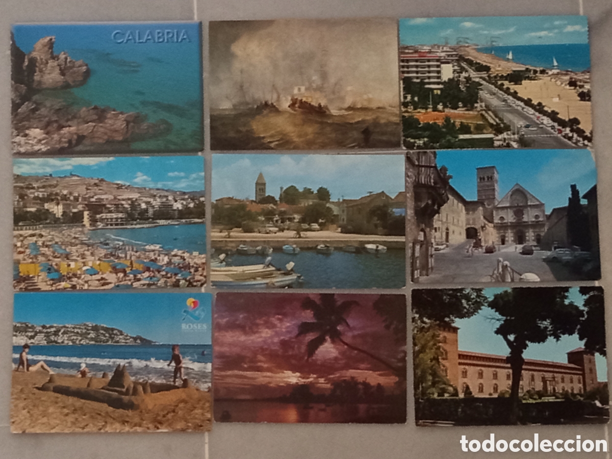 Sellos: Lote 9 Postales Antiguas Variadas - Playas Costa Paisajes