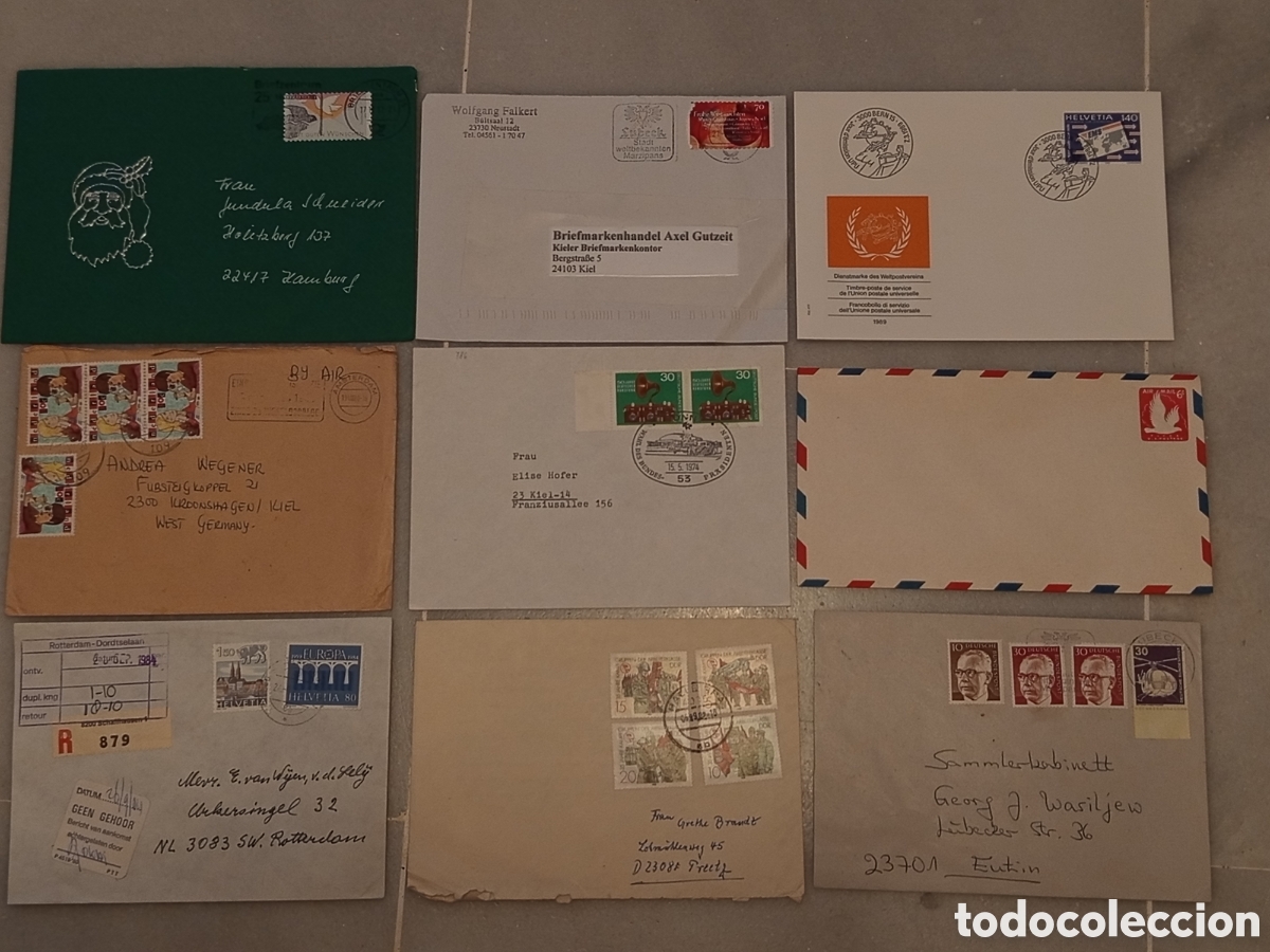 Sellos: Lote 9 Sobre Antiguos - Filatelia Cartofilia Alemania Helvetia