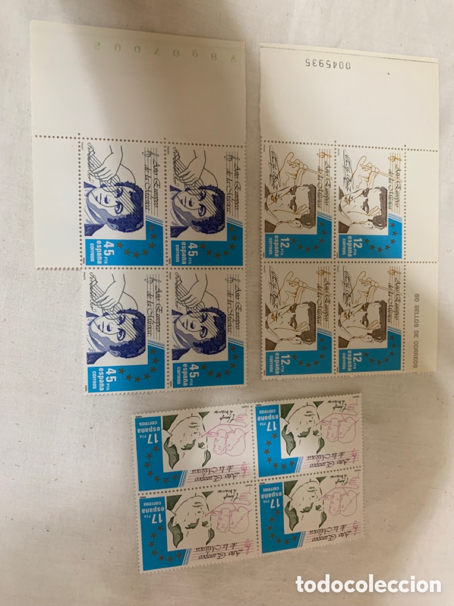 Sellos: Espa&ntilde;a 1980-1985 &ndash; Lote 10 series completas &ndash; Edifil 2613/2805 &ndash; 64 sellos nuevos en bloques de 4