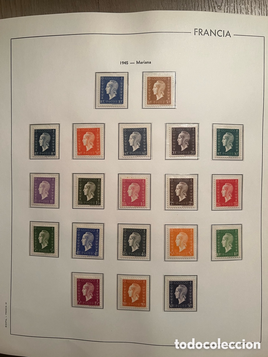 Sellos: FRANCIA 1944-1973 &ndash; Colecci&oacute;n sellos nuevos MNH sin fijasellos &ndash; &Aacute;lbum Edifil &ndash; Casi completa