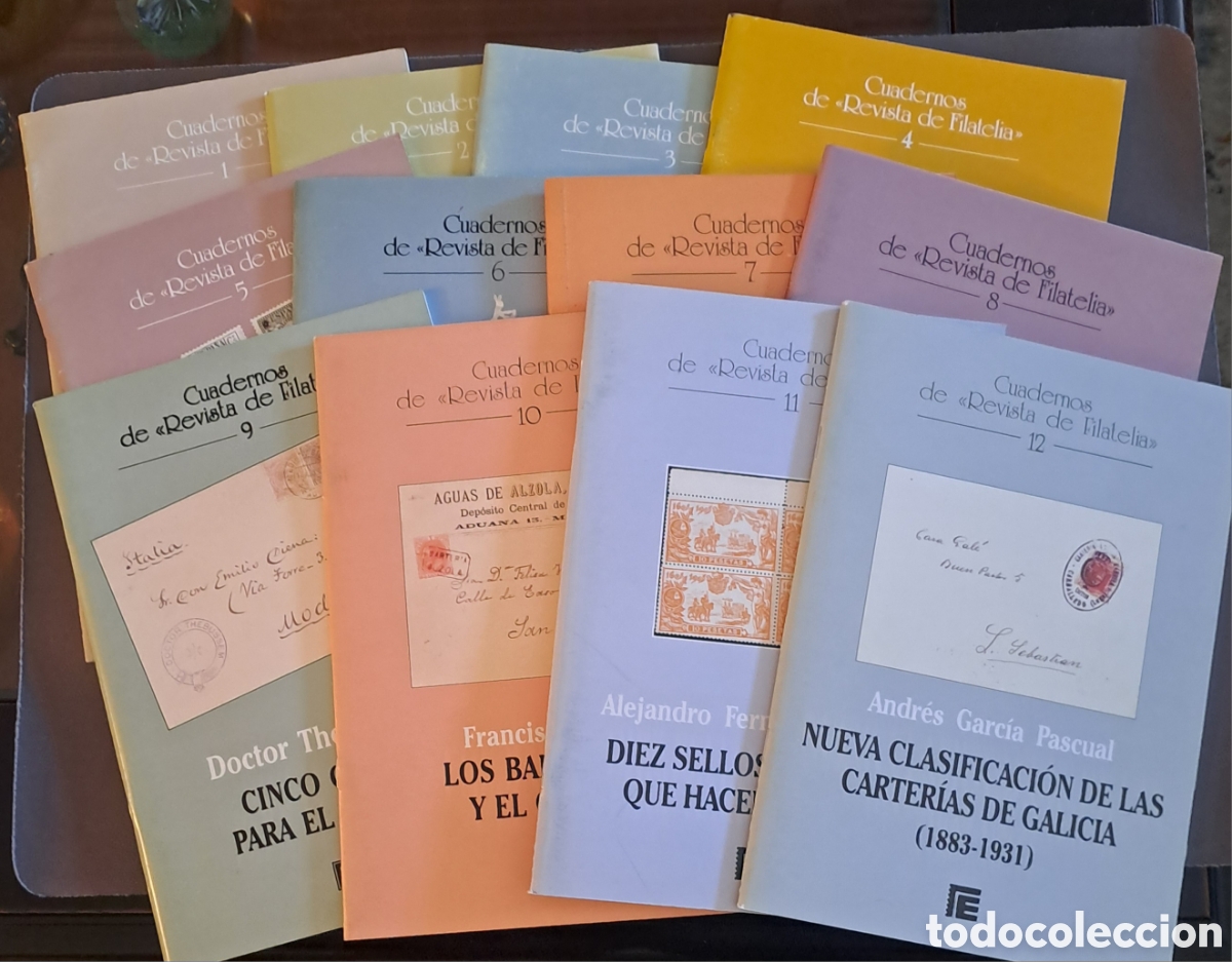 Francobolli: Colecci&oacute;n de 12 libros de cuadernos de revista filatelia