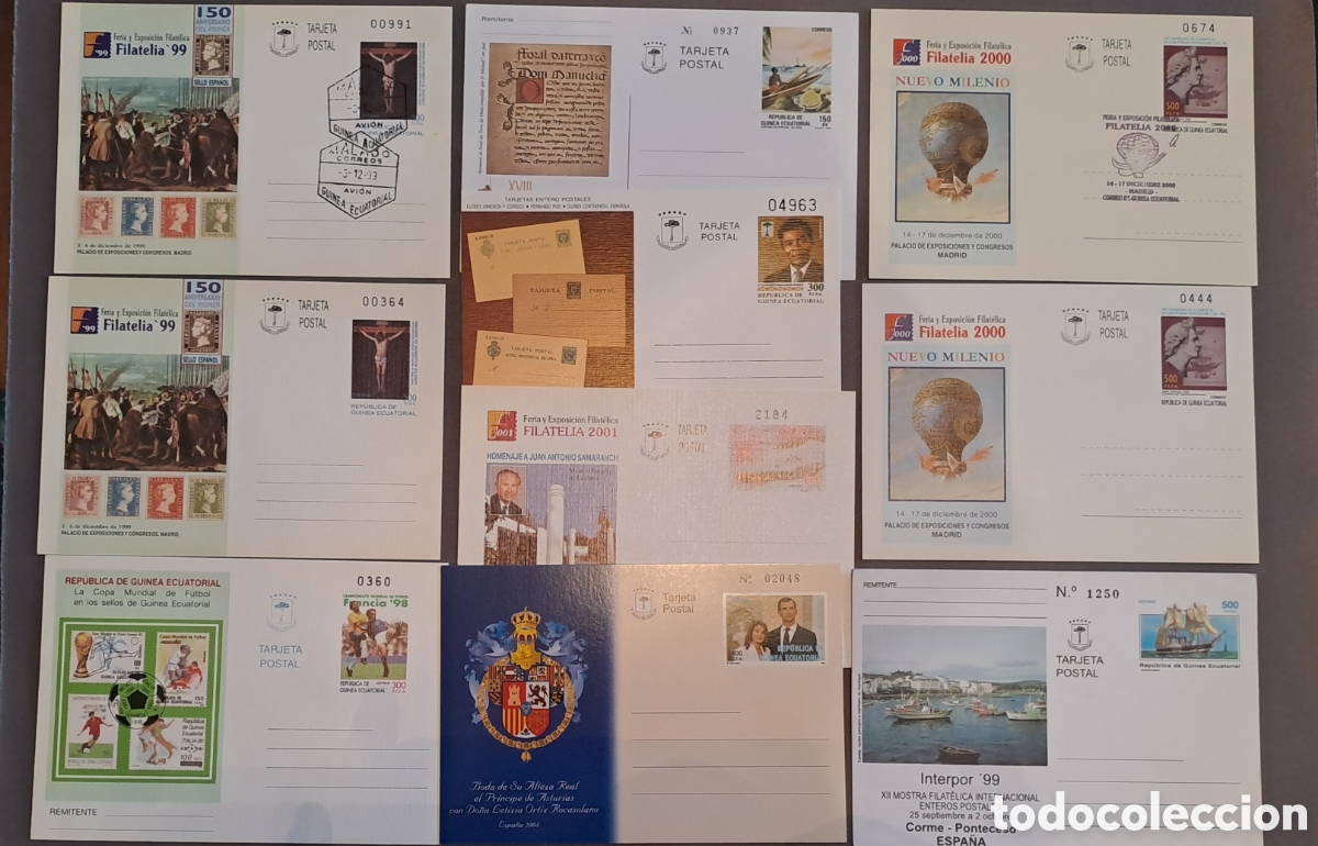 Francobolli: Colecci&oacute;n de 10 tarjetas de entero postales de Guinea Ecuatorial