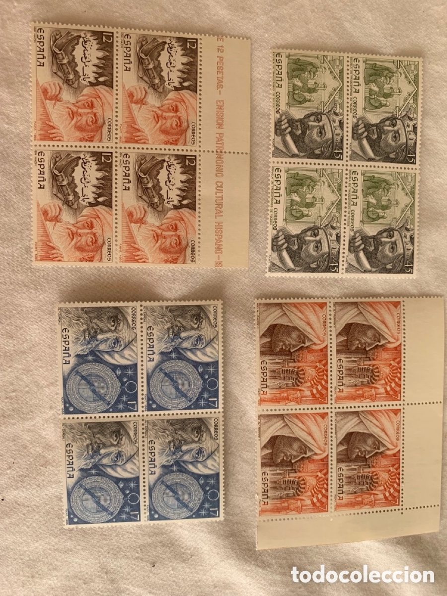 Stamps: Espa&ntilde;a &ndash; 8 series completas Edifil 1540 y 2787/2876 &ndash; 72 sellos nuevos bloques de 4