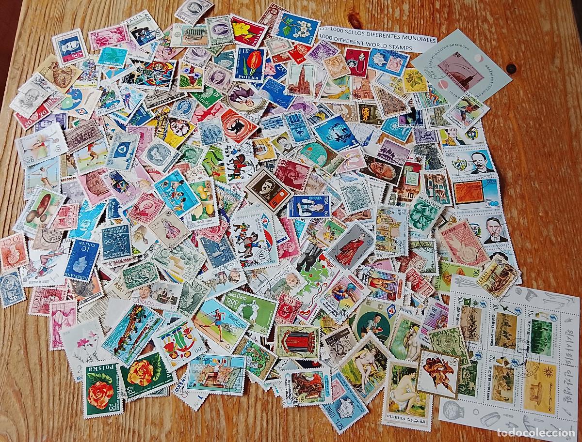 Sellos: Q1-LOTE TODOS DIFERENTES ,SIN TASAR.1000 SELLOS DISTINTOS MUNDIALES,UNIVERSALES. FOTO REAL.DISE&Ntilde;AD