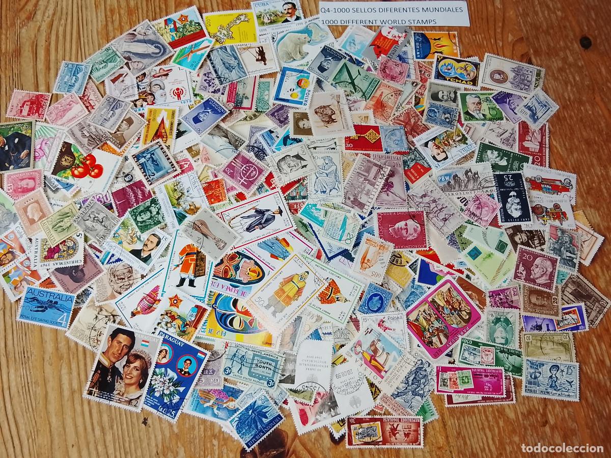 Stamps: Q4-LOTE TODOS DIFERENTES ,SIN TASAR.1000 SELLOS DISTINTOS MUNDIALES,UNIVERSALES. FOTO REAL.DISE&Ntilde;AD