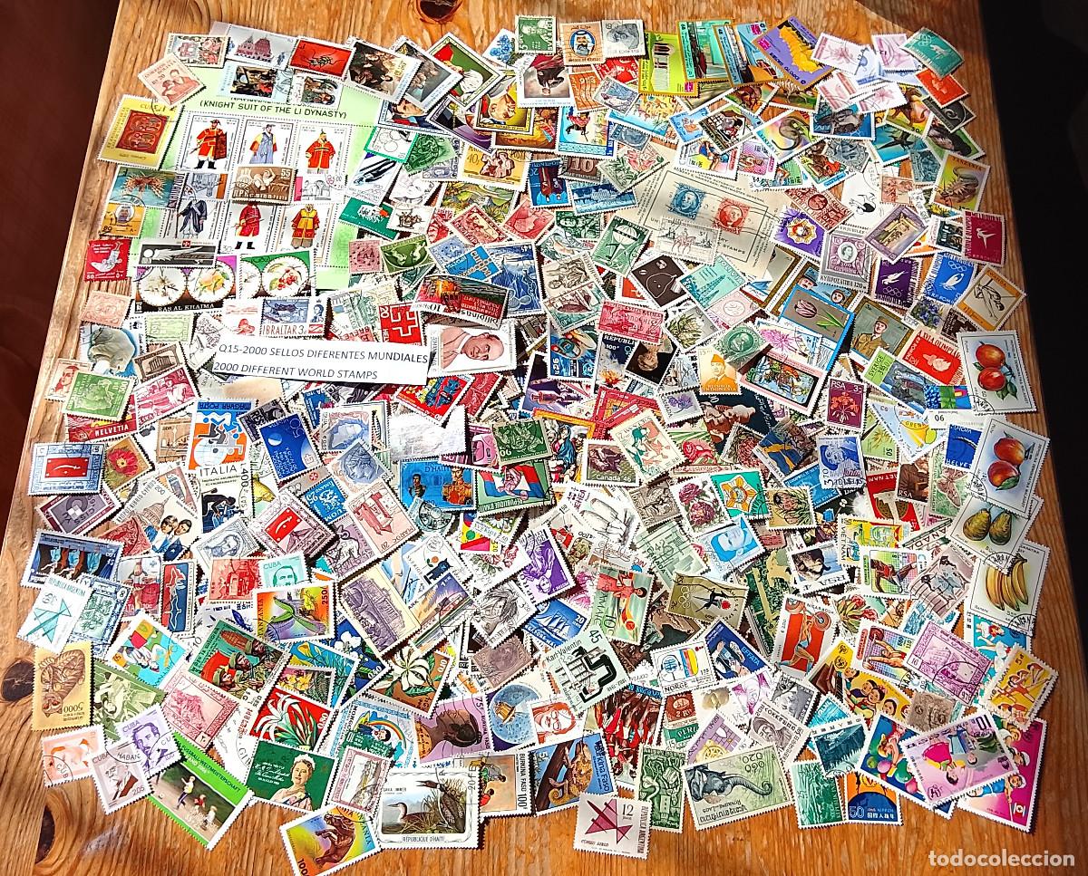 Stamps: Q5-LOTE TODOS DIFERENTES ,SIN TASAR 2000 SELLOS DISTINTOS MUNDIALES,UNIVERSALES. FOTO REAL.DISE&Ntilde;AD