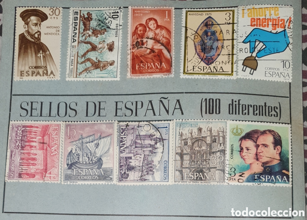 Sellos: 100 sellos de Espa&ntilde;a diferentes