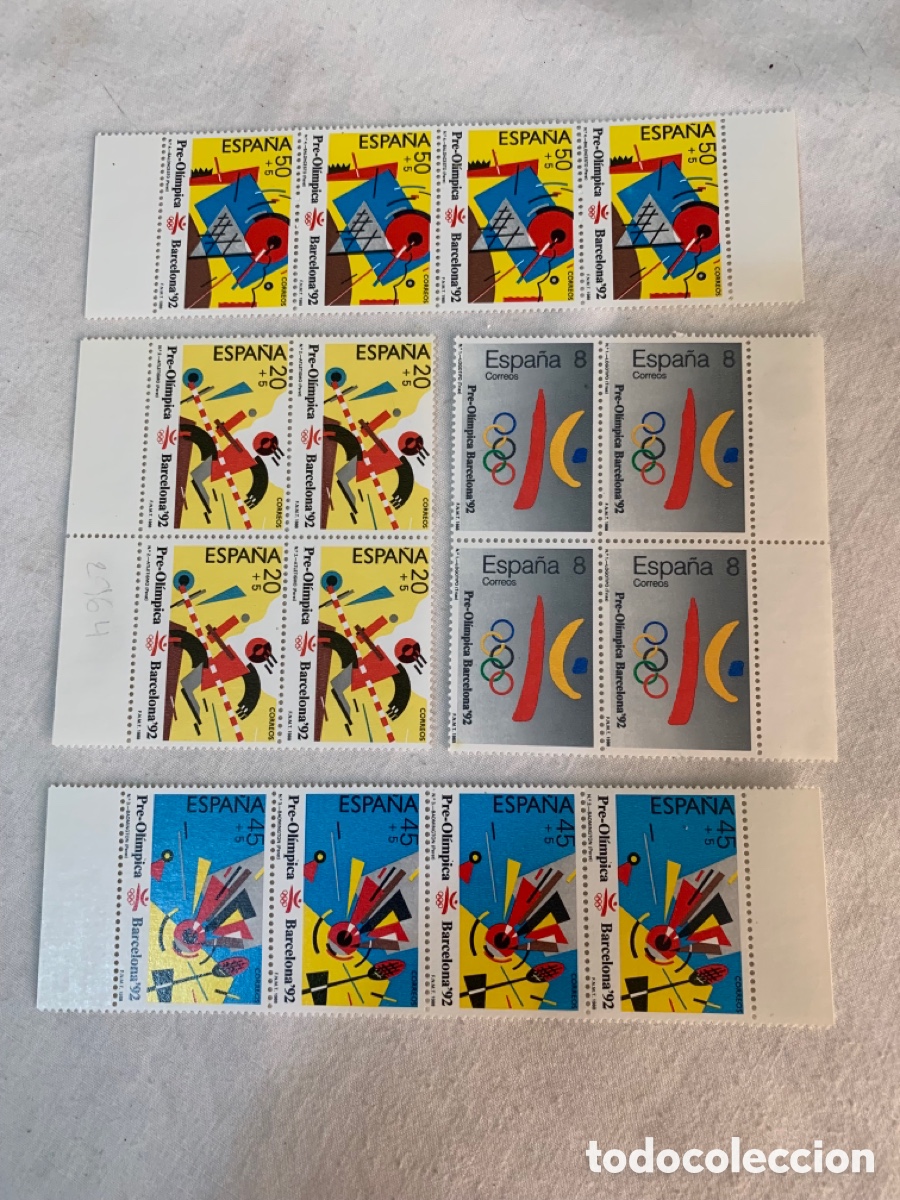 Selos: Espa&ntilde;a 1986-1988 &ndash; 8 series Edifil 2846/2977 &ndash; 56 sellos nuevos bloques de 4