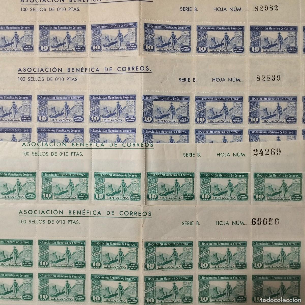 Timbres: 4 pliegos benefici&eacute;ncia huerfanos correos. Buen estado.1944.