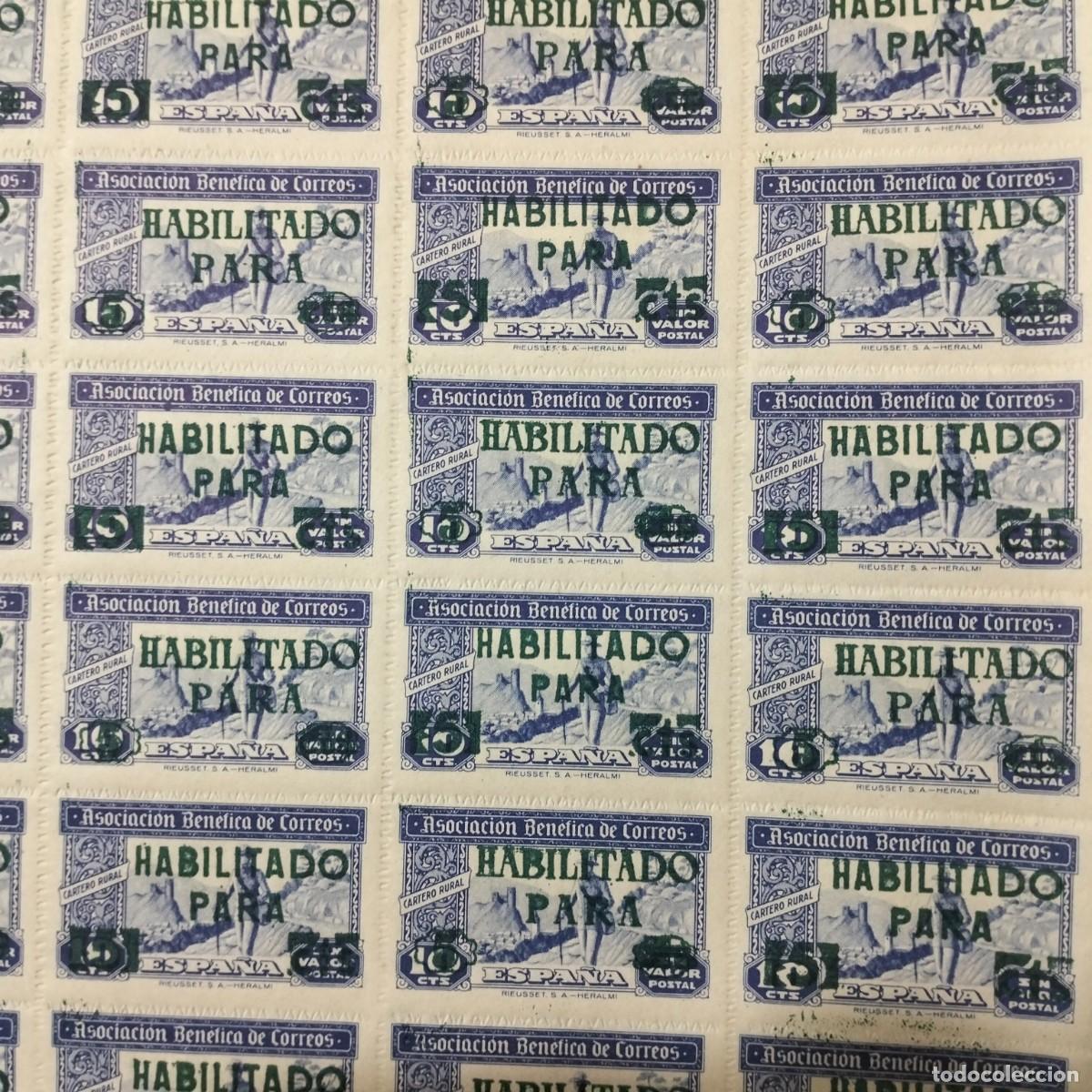 Timbres: 3 pliegos benefici&eacute;ncia huerfanos de correos. TIMBRE HABILITADO VERDE. 1945. Buen estado