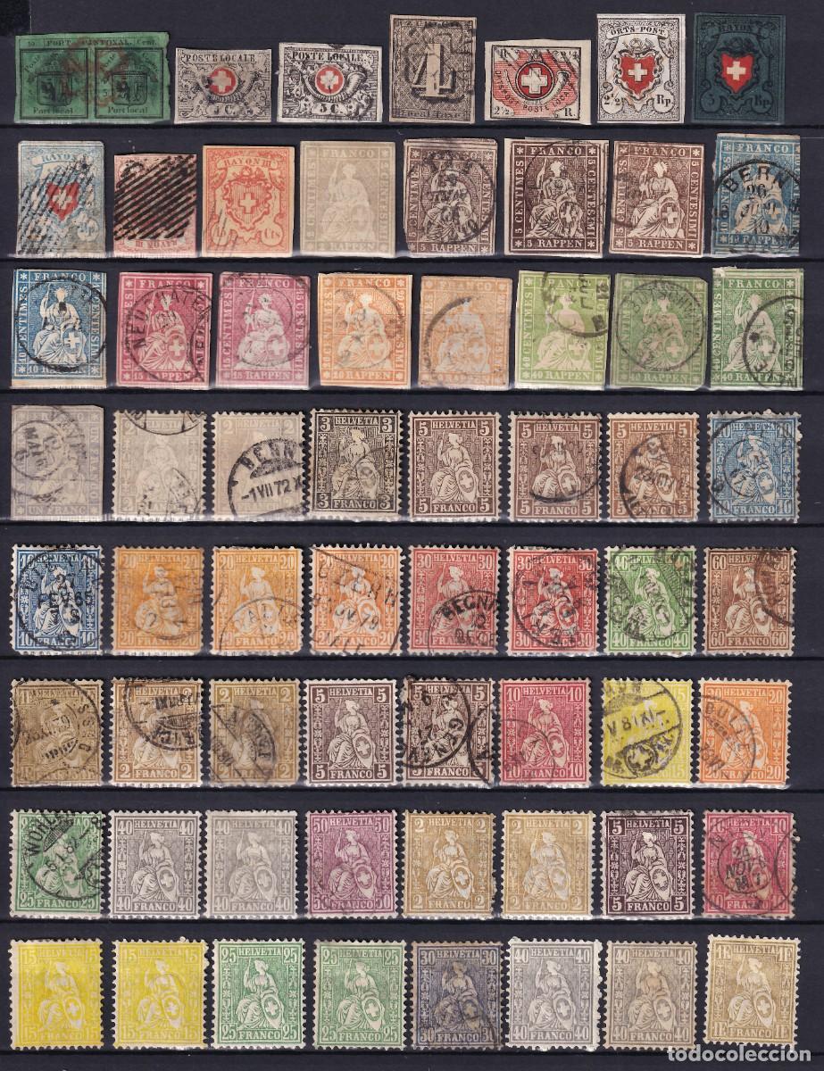 Timbres: Suiza, Conjunto de sellos nuevos y usados, [Cantonales y Tipo Helvetia.]