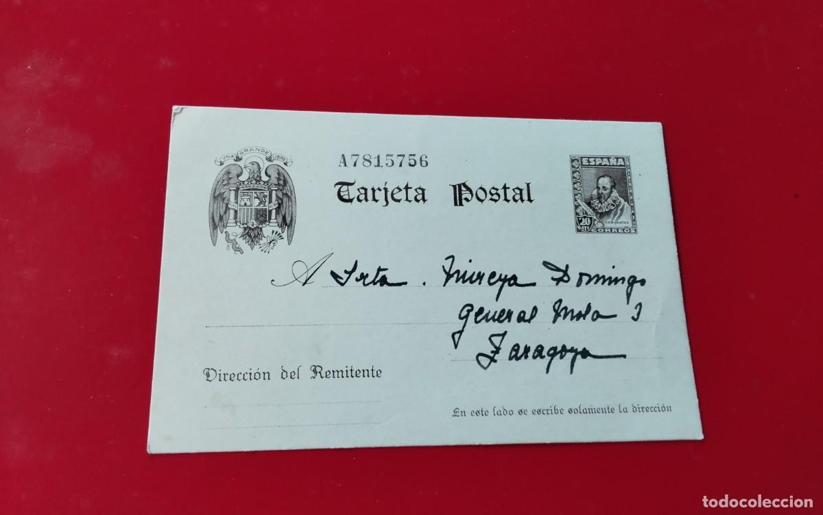Sellos: ENTERO POSTAL EDIFIL N&ordm; 83 CIRCULADO A ZARAGOZA A&Ntilde;O 1941