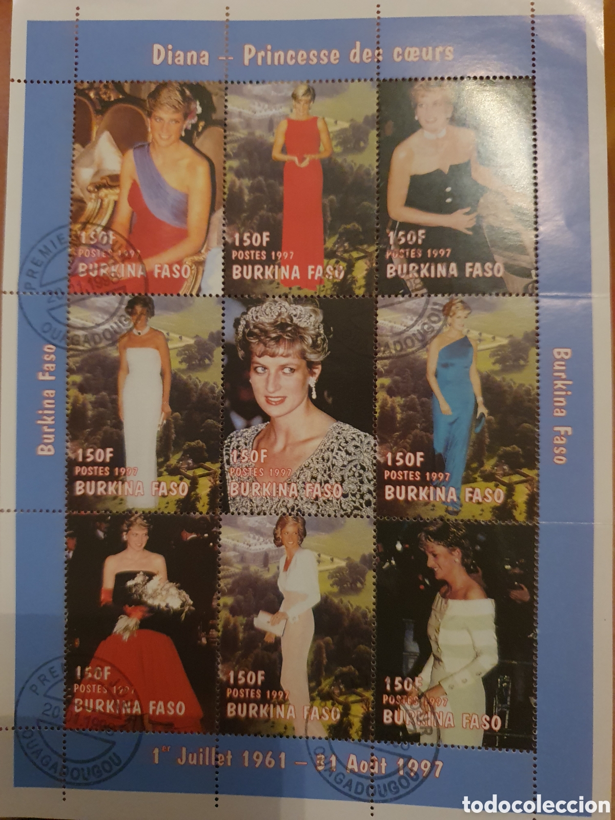 Sellos: Diana. Princesa de corazones. Conmemorativo de su vida