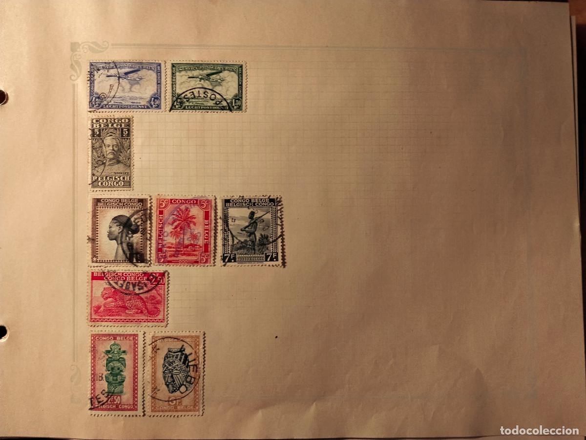 Sellos: Lote de 9 Sellos Antiguos Congo Belga Usados &ndash; Aviaci&oacute;n, Fauna y Tem&aacute;tica Africana