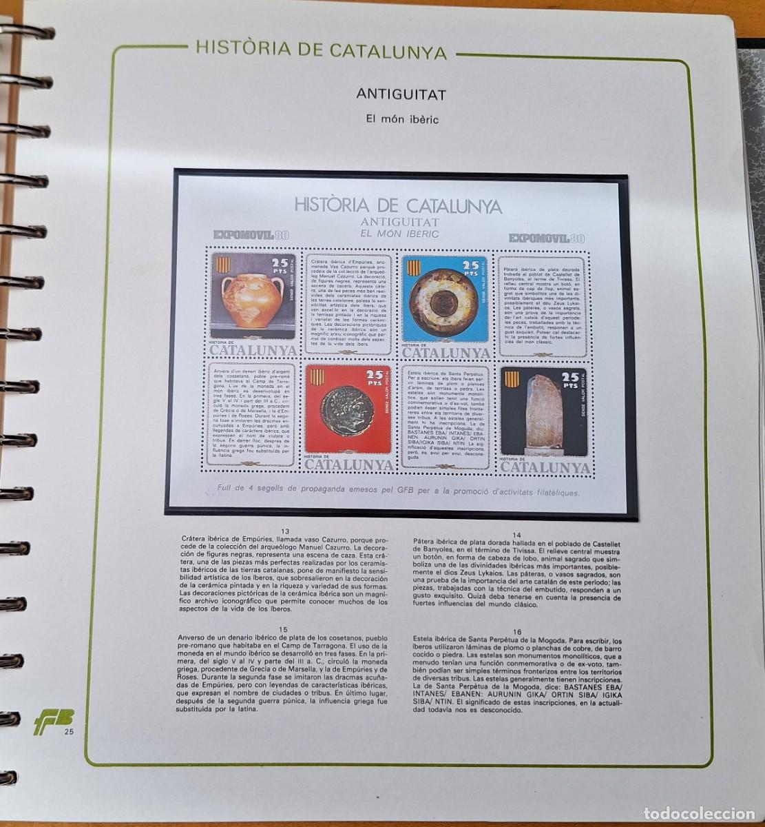Sellos: PAGINA COMPLETA CON HOJITA BLOQUE -HISTORIA DE CATALUNYA - ANTIGUITAT - EL MON IBERIC - NUEVOS
