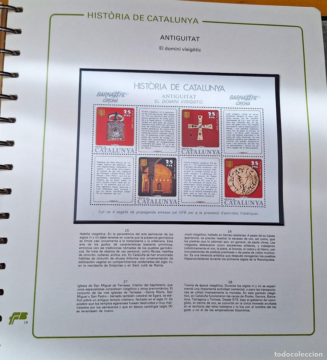 Sellos: PAGINA COMPLETA CON HOJITA BLOQUE -HISTORIA DE CATALUNYA - ANTIGUITAT - DOMINI VISIGOTIC - NUEVOS
