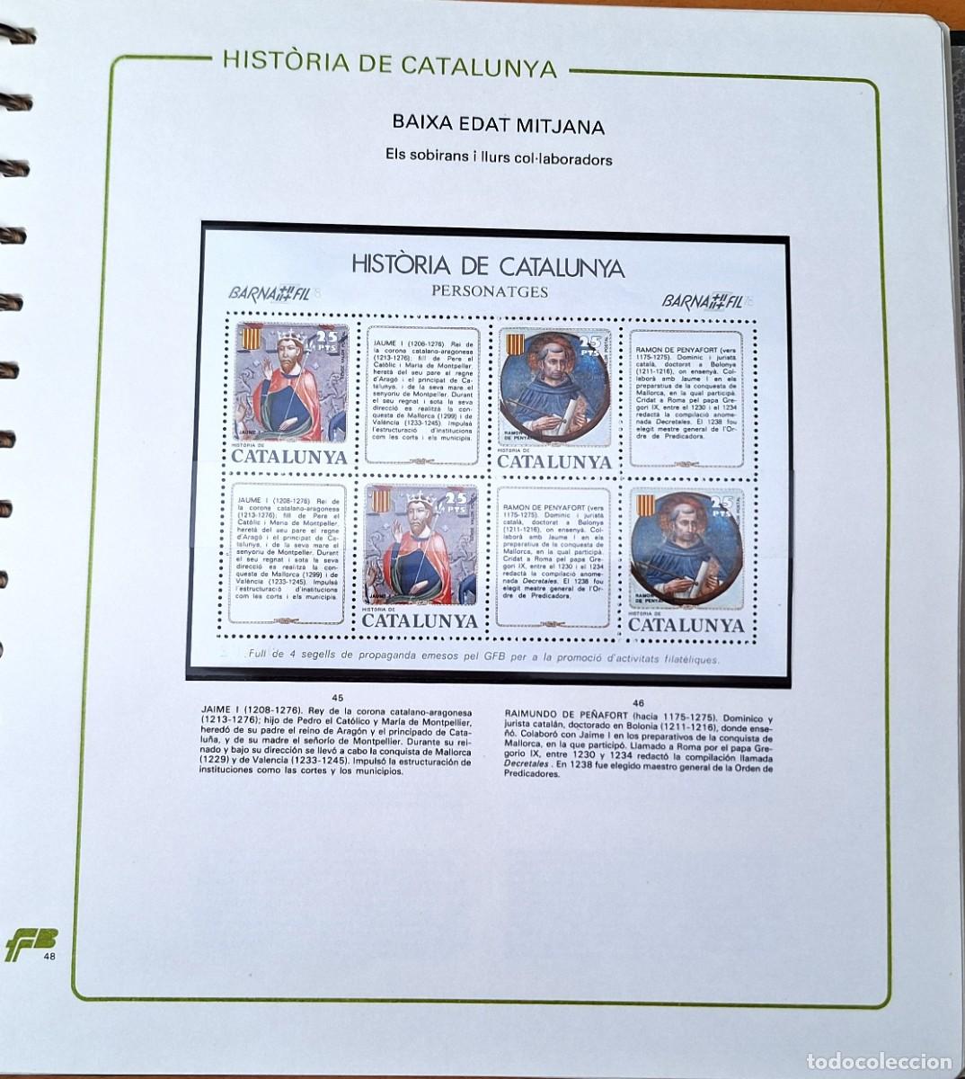 Sellos: PAGINA COMPLETA CON HOJITA BLOQUE - HISTORIA DE CATALUNYA - BAIXA EDAT MITJANA -ELS SOBIRANS -NUEVOS