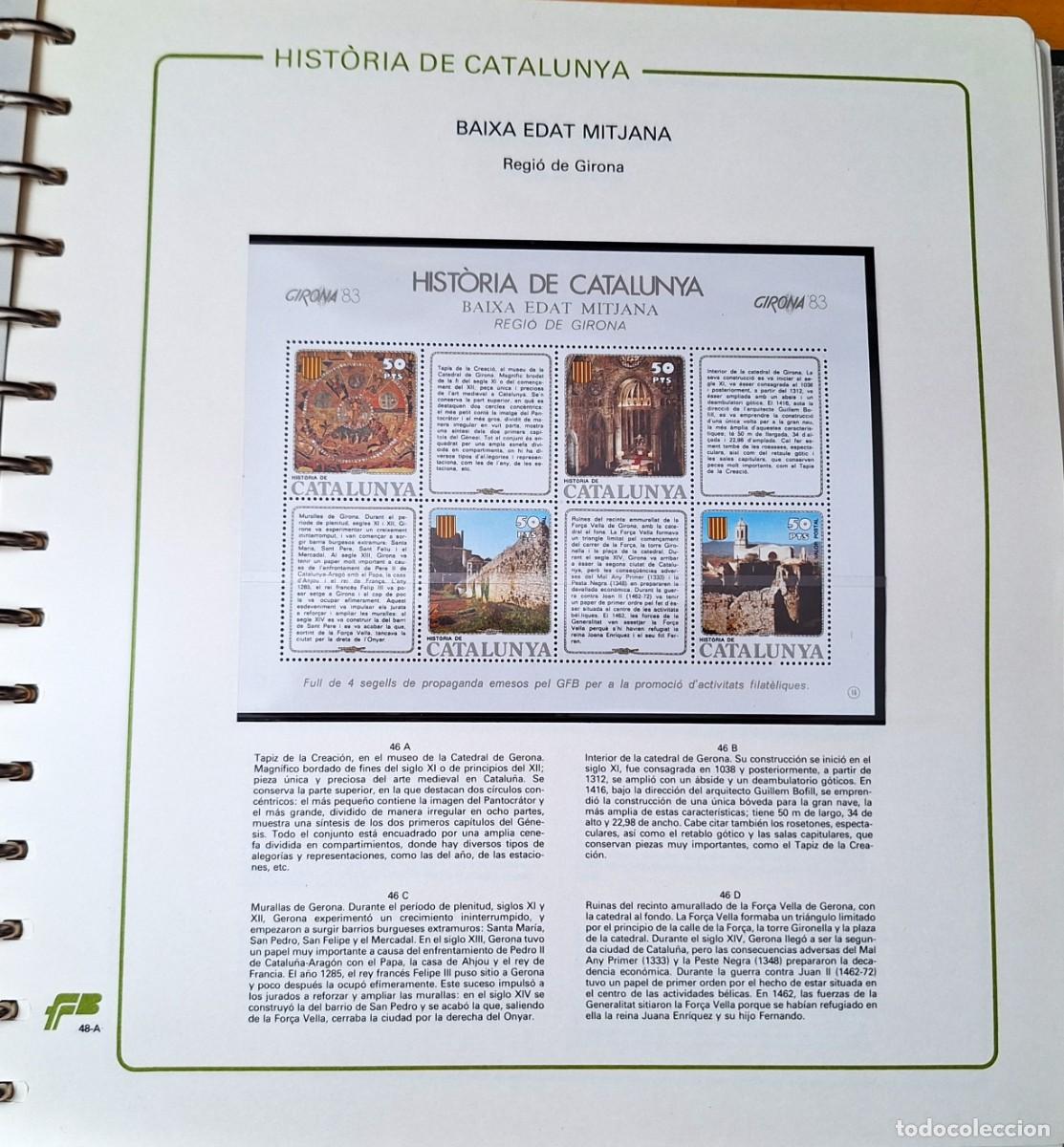 Sellos: PAGINA COMPLETA CON HOJITA BLOQUE - HISTORIA DE CATALUNYA -BAIXA EDAT MITJANA - REGIO GIRONA -NUEVOS
