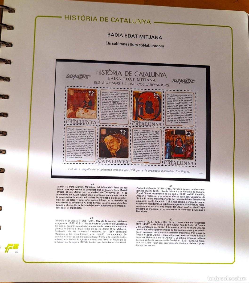 Sellos: PAGINA COMPLETA CON HOJITA BLOQUE - HISTORIA DE CATALUNYA -BAIXA EDAT MITJANA -ELS SOBIRANS -NUEVOS