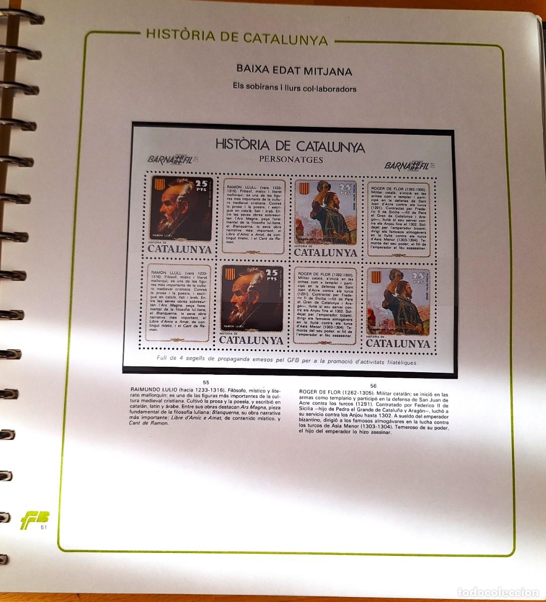 Sellos: PAGINA COMPLETA CON HOJITA BLOQUE - HISTORIA DE CATALUNYA -BAIXA EDAT MITJANA -ELS SOBIRANS -NUEVOS