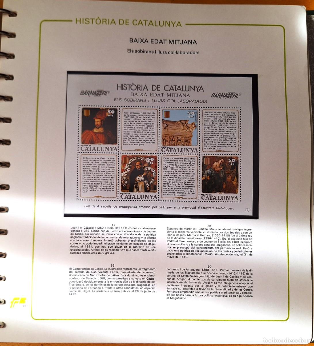 Sellos: PAGINA COMPLETA CON HOJITA BLOQUE - HISTORIA DE CATALUNYA -BAIXA EDAT MITJANA -ELS SOBIRANS -NUEVOS