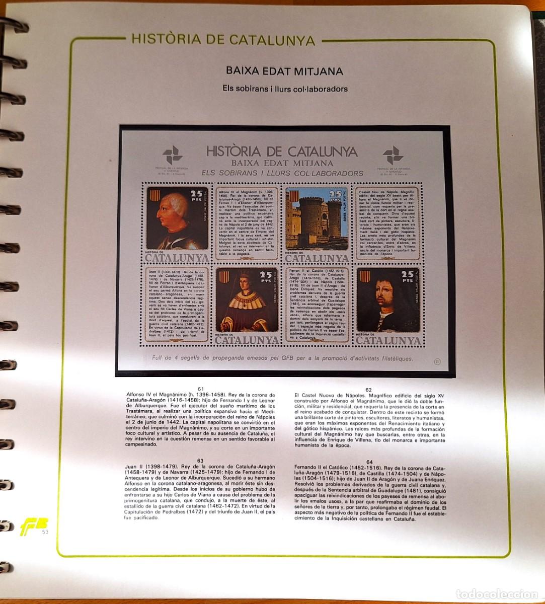 Sellos: PAGINA COMPLETA CON HOJITA BLOQUE - HISTORIA DE CATALUNYA -BAIXA EDAT MITJANA -ELS SOBIRANS -NUEVOS
