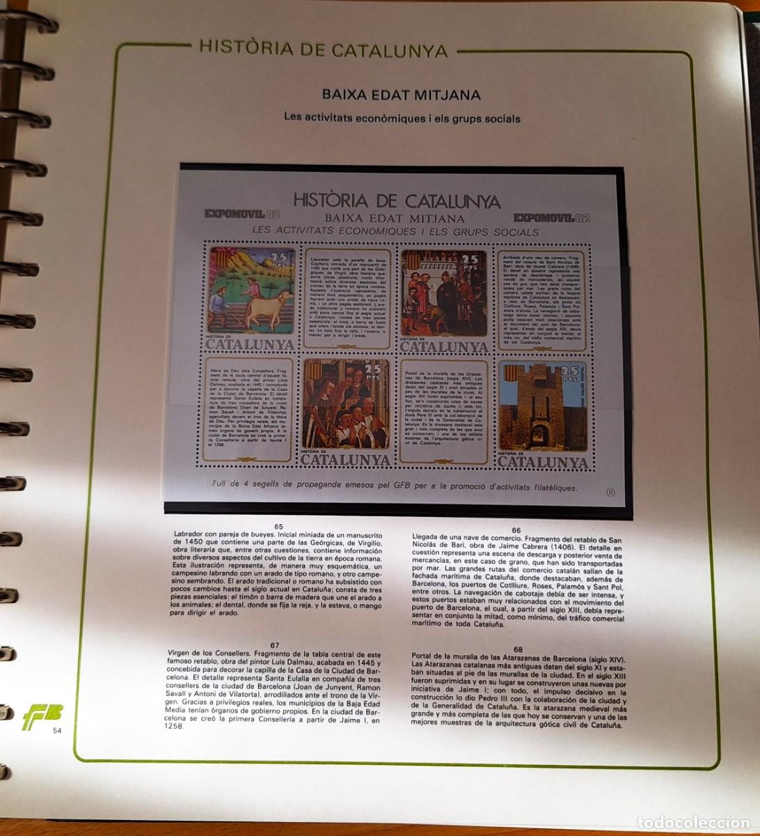 Sellos: PAGINA COMPLETA CON HOJITA BLOQUE - HISTORIA DE CATALUNYA -BAIXA EDAT MITJANA- ACTIV. ECONOM -NUEVOS