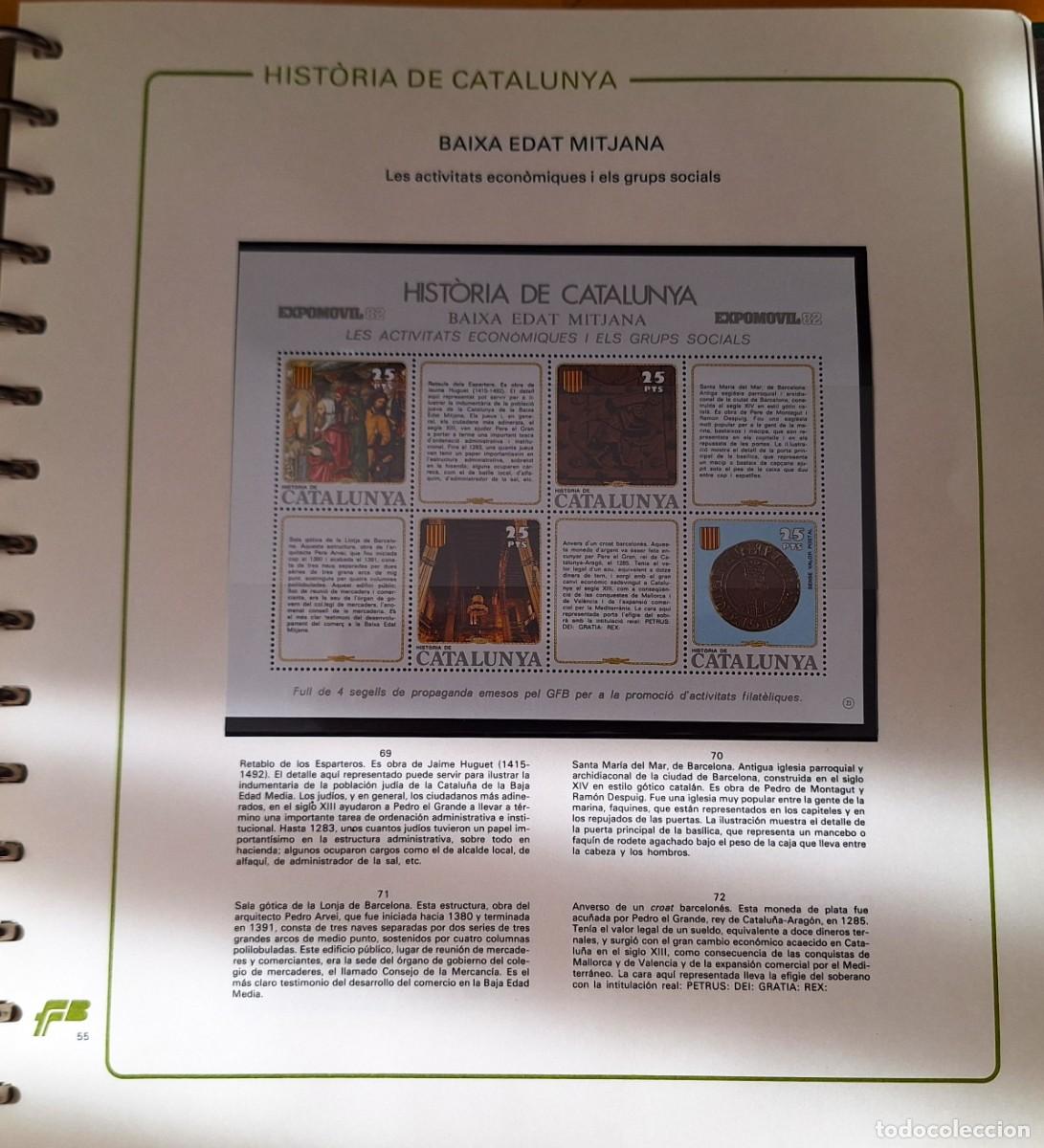 Sellos: PAGINA COMPLETA CON HOJITA BLOQUE - HISTORIA DE CATALUNYA -BAIXA EDAT MITJANA- ACTIV. ECONOM -NUEVOS