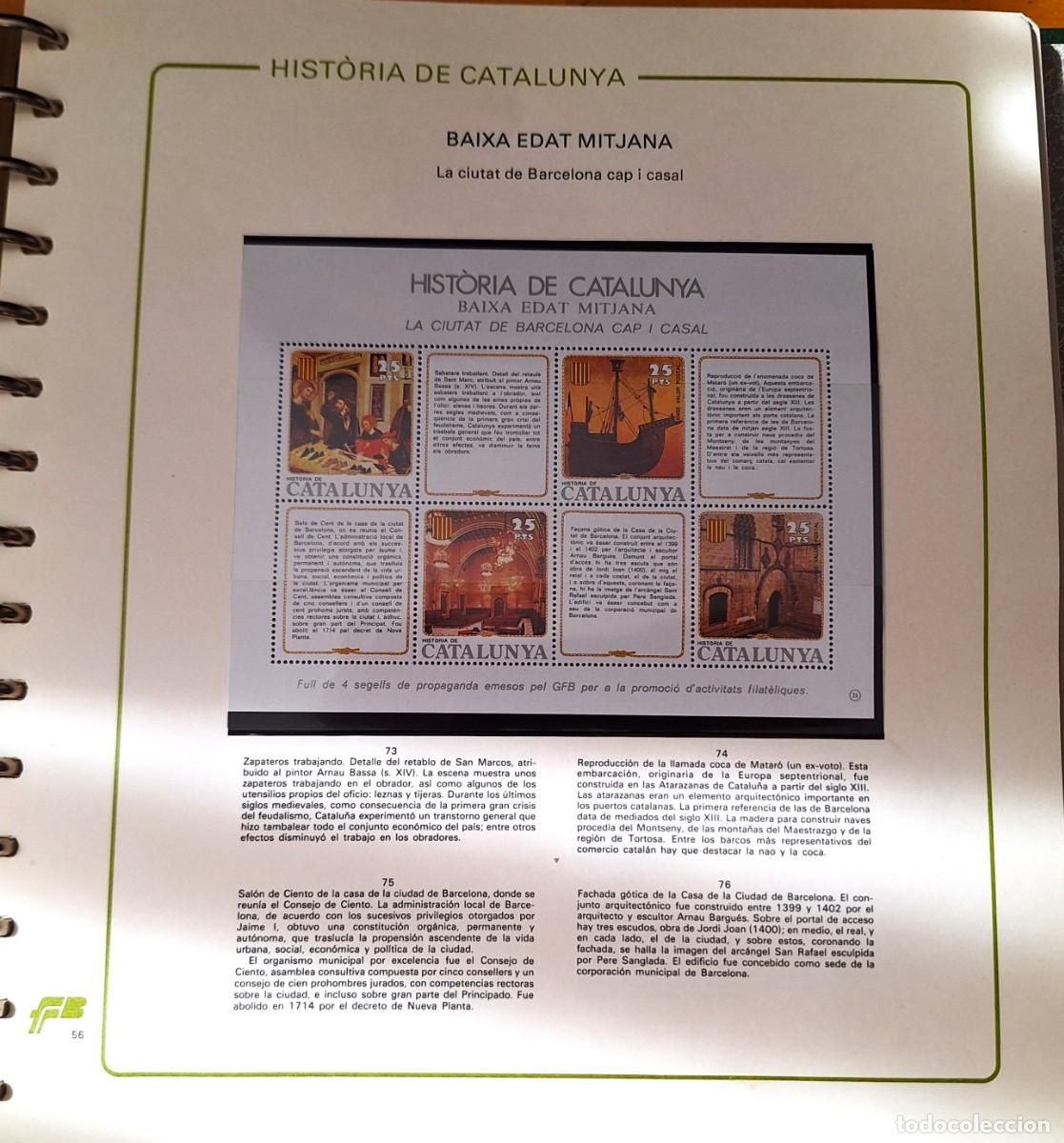 Sellos: PAGINA COMPLETA CON HOJITA BLOQUE -HISTORIA DE CATALUNYA -BAIXA EDAT MITJANA-CIUTAT BARCELONA-NUEVOS