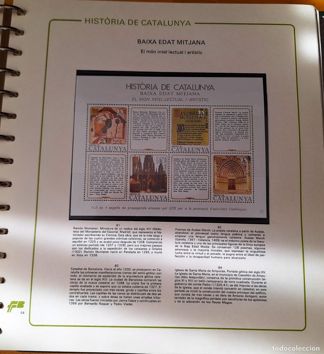 Sellos: PAGINA COMPLETA CON HOJITA BLOQUE -HISTORIA DE CATALUNYA -BAIXA EDAT MITJANA-EL MON ARTISTIC- NUEVOS