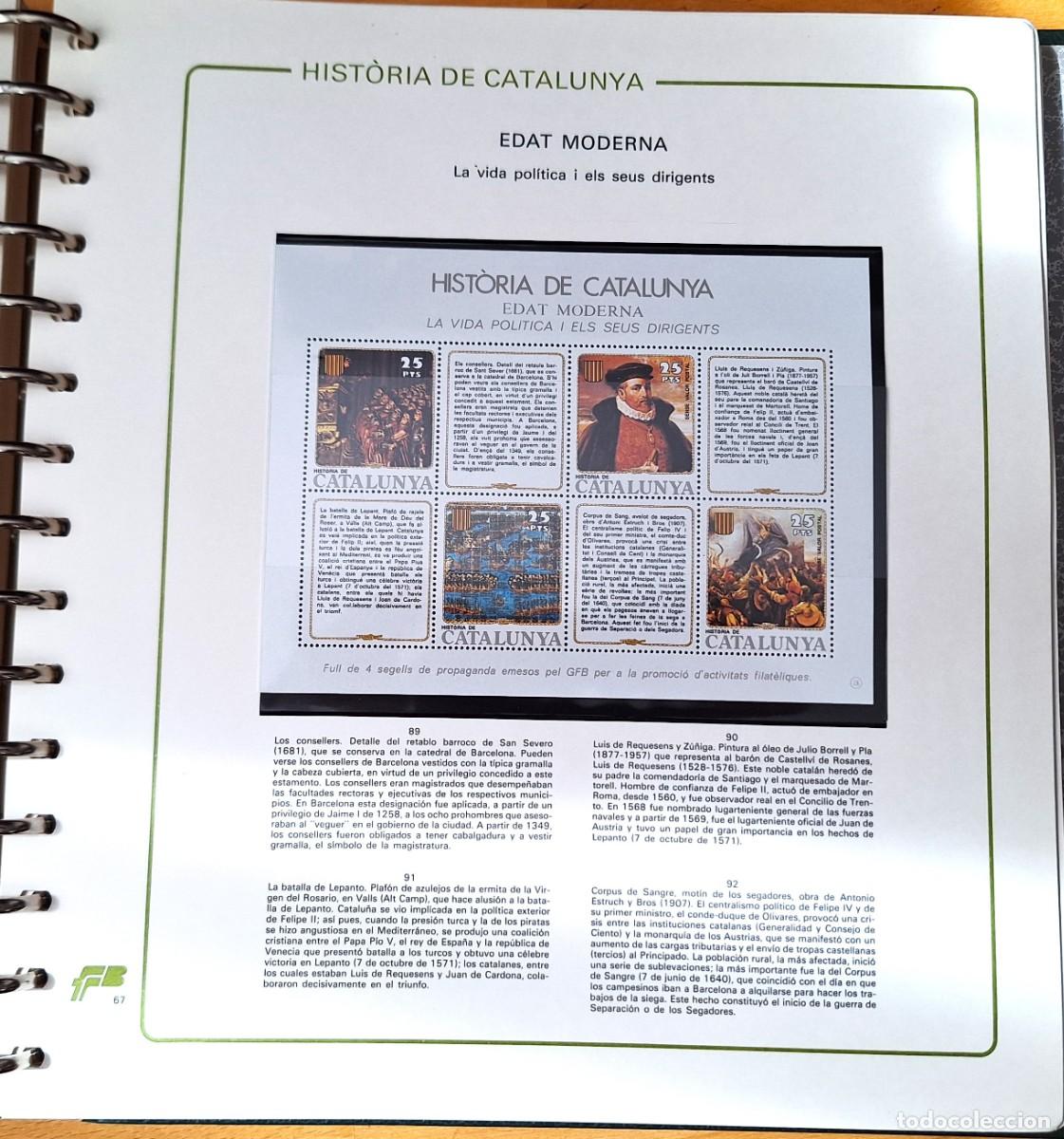 Sellos: PAGINA COMPLETA CON HOJITA BLOQUE -HISTORIA DE CATALUNYA - EDAT MODERNA - VIDA POLITICA - NUEVOS