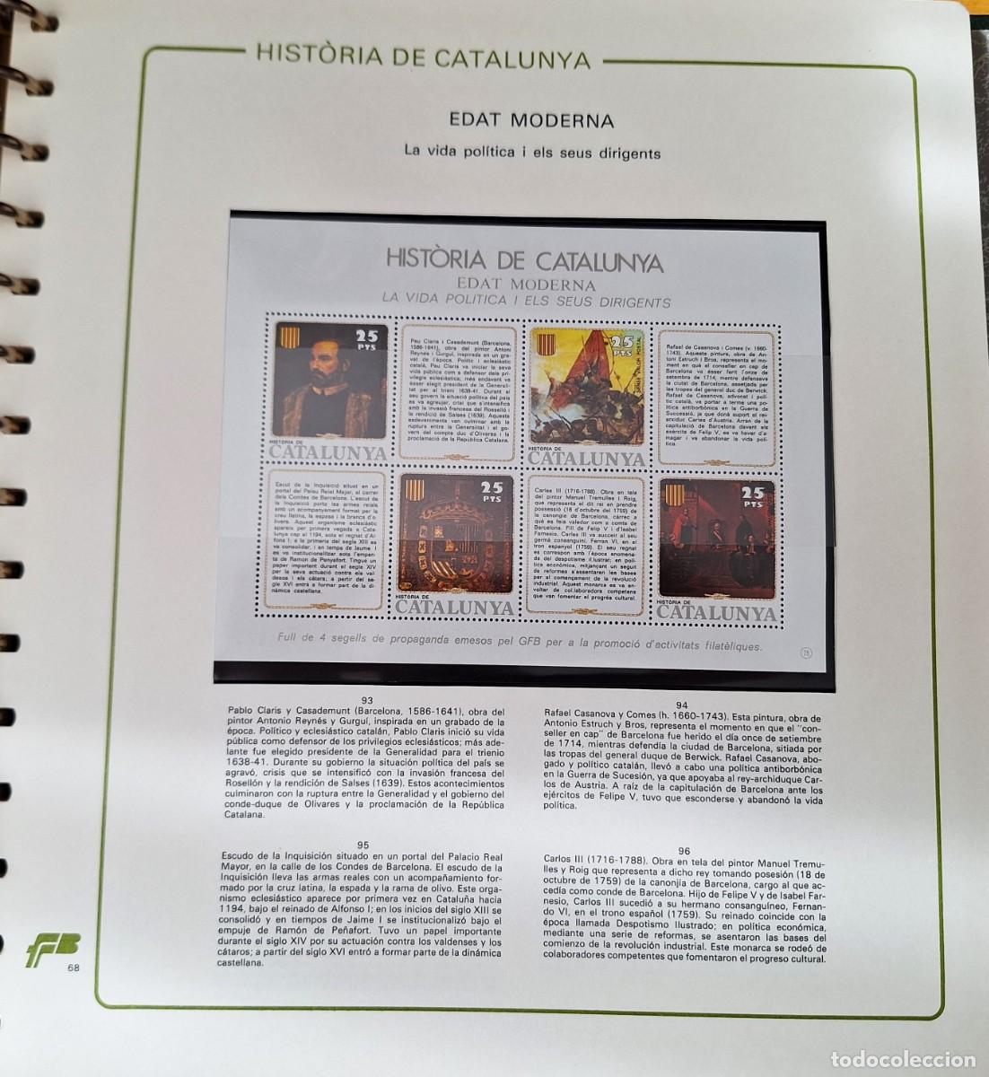 Sellos: PAGINA COMPLETA CON HOJITA BLOQUE -HISTORIA DE CATALUNYA - EDAT MODERNA - VIDA POLITICA - NUEVOS