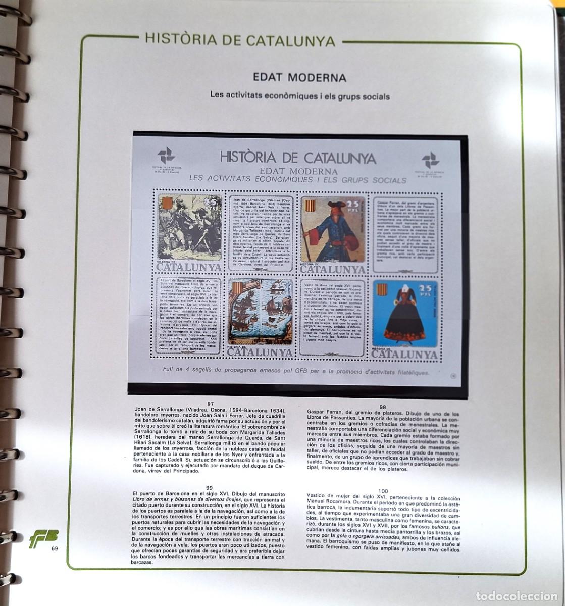 Sellos: PAGINA COMPLETA CON HOJITA BLOQUE -HISTORIA DE CATALUNYA - EDAT MODERNA - ACTIV. ECONMICAS - NUEVOS