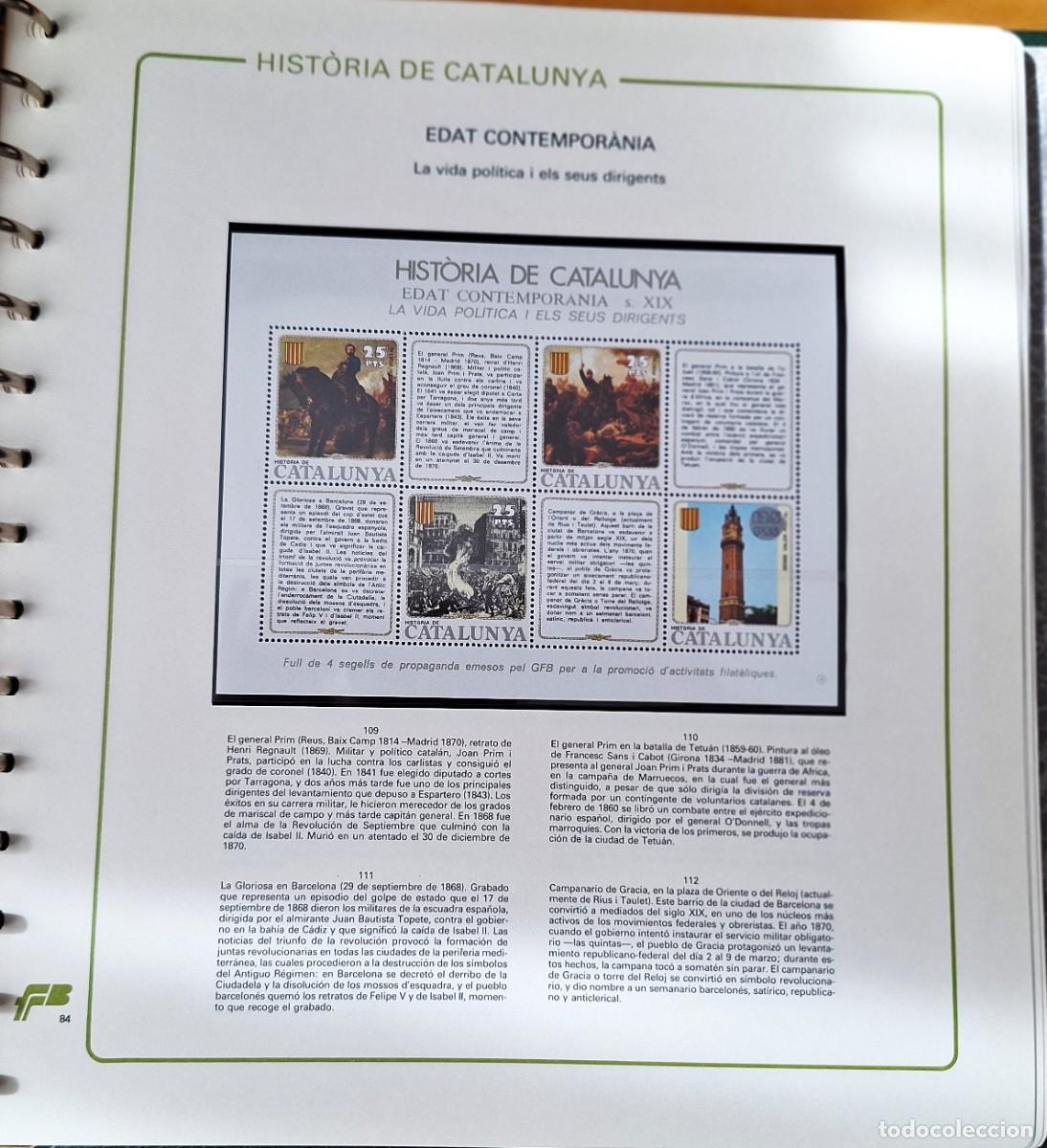 Sellos: PAGINA COMPLETA CON HOJITA BLOQUE -HISTORIA DE CATALUNYA - EDAT CONTEMPORANEA - DIRIGENTS - NUEVOS