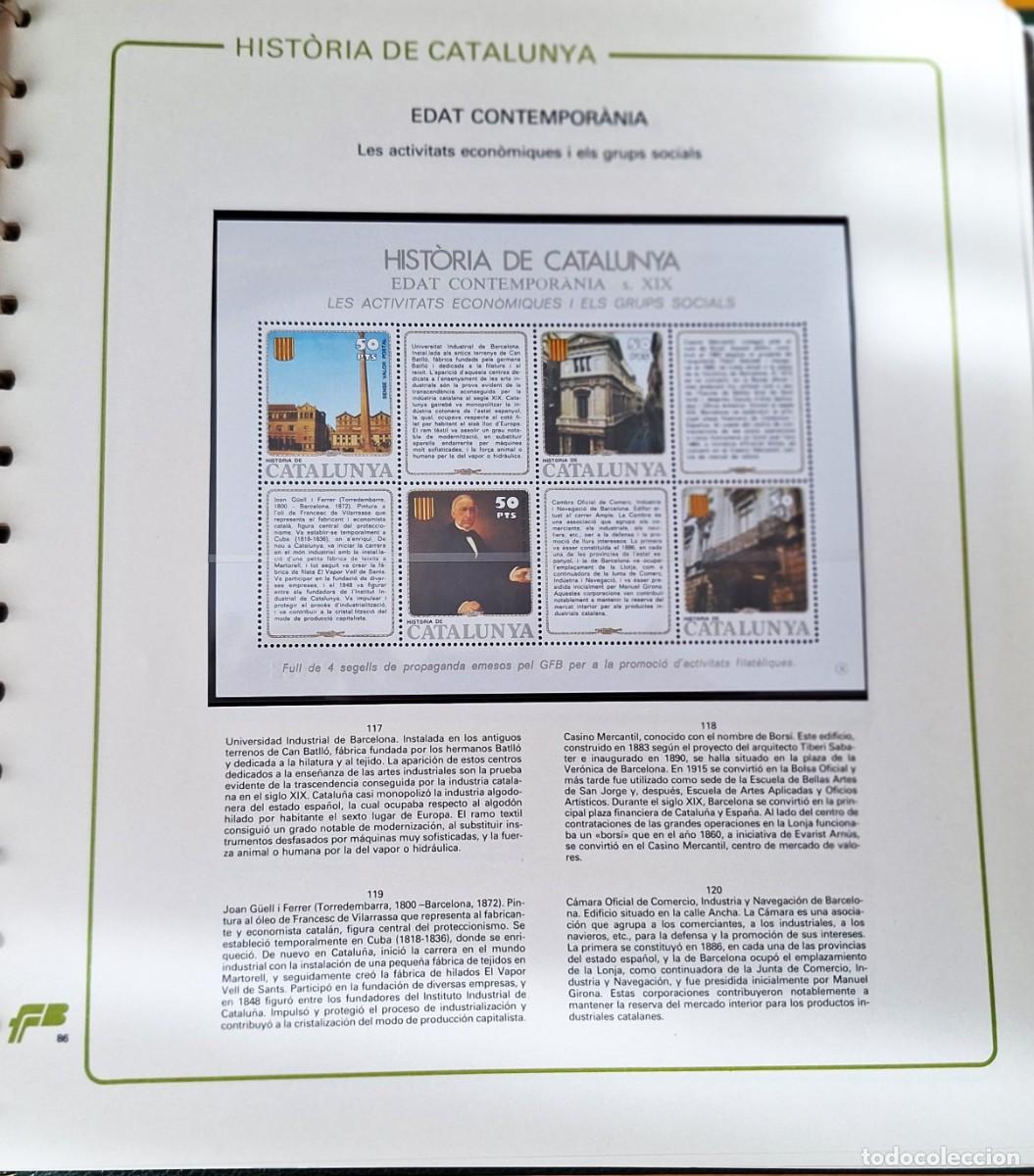 Sellos: PAGINA COMPLETA CON HOJITA BLOQUE-HISTORIA DE CATALUNYA -EDAT CONTEMPORANEA -ACTIV. ECONOM. - NUEVOS